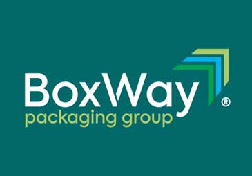 BoxWay Packaging Group logo on teal background representing BoxWay packaging solutions and branding.